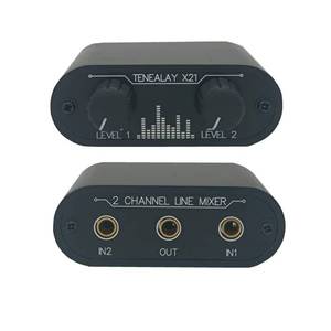 lot 20369 image: TENEALAY 2 Way Audio mixer 3.5mm Un-powered mixer, 2 to 1 Stereo aux 3.5mm line levels control Box mini passive mixer X21