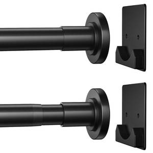 lot 20379 image: CorkLatta Matte Black Shower Curtain Rod,1 Inch Diameter Stainless Steel Adjustable Spring Tension Rods 32 to 80,with Holders,Anti-Slip,Curtain Rods No Drilling(1 Pack)