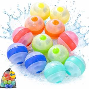 lot 20385 image: 12 Pcs Reusable Water Balloons,Refillable Silicone Water Toys,Water Balloons Quick Fill of Pool Toys for kids ages 4-8,Beach Toys, Summer Toys & Outdoor Games for Backyard Water Fun