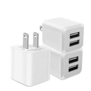 lot 20390 image: USB Wall Charger, Dual Port Cube Power Adapter Charger Plug Block Charging Box