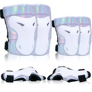 lot 20399 image: Bienbee Knee Pads for Women, Knee Pads Wrist Guard Knee and Elbow Pads Adult Protective Gear Set for Skateboard, Roller Skating, for Women Men Youth Adult Kids,Silver M