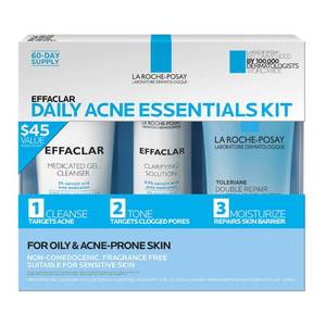 lot 20406 image: La Roche-Posay Effaclar Daily Acne Kit with Cleanser, Toner & Moisturizer