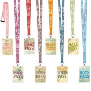 lot 20411 image: Ceiba Tree Hall Bathroom Passes for Classrooms Hall Pass Lanyards Boys Girls Bathroom Library Office Nurse Restroom Hall Pass Travel The Map World Set of 8 Teacher Classroom Supplies