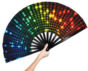 lot 20412 image: STHUAHE Large Rave Fan Folding Hand Fan Popping Fan for Line Dancing, Big Foldable Clacking Fans Clap Fans for Dance Festival, Dancing, Performance (DJ Lighting)