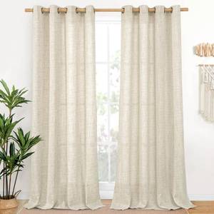 lot 20416 image: YoungsTex Linen Curtains 84 Inches Long Light Filtering, Semi Sheer Drapes
