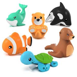 lot 20422 image: Tub Works� Marine Mold Free Bath Toys, 6 Pack  Sealed, No Hole Bath Toys Design Keeps Moisture Out  Soft, Squeezable & Float on Water  Easy-Grip Baby & Toddler Bath Toy Set  Great Baby Pool Toys