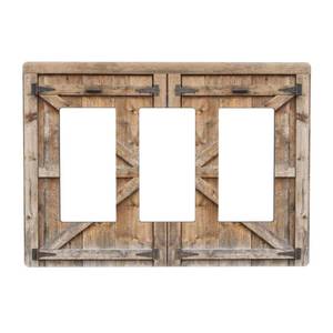 lot 20426 image: Brown Country Wood Barn Door 3 Gang Triple RockerDecorator Light Switch Wall Plate Cover Decorative GFCI Electrical Faceplate Switchplate Dimmer