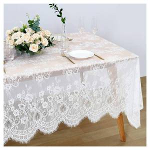 lot 20437 image: SoarDream White Lace Tablecloth 60x120 Inches Wedding Tablecloth Rectangular Farmhouse Table Cloth Classic Vintage Lace Fabric for Fall Tea Party Wedding Decorations Home Decor