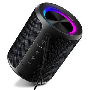 lot 20438 image: DUDGSIS Portable Bluetooth Speaker, IPX7 Waterproof Wireless Speaker with 20W Loud Stereo Sound, 15H Playtime & Beat-Synced RGB Light, Small Outdoor Speaker for Shower, Pool, Beach, Hiking and Gifts