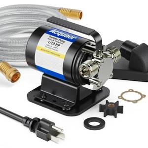 lot 1859 image: Acquaer Portable Electric Utility Water Transfer Pump 110 HP with Suction Hose Kit, Low Suction Water Removal for Water Beds, Pools, Rain Barrel, Aquariums, RV