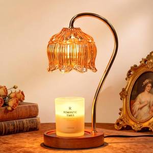lot 1866 image: Funistree Flower Candle Warmer Lamp with Timer, Dimmable Candle Lamp Warmer, Christmas Birthday Gifts for Women Mom Her, Housewarming Home Decor, Lotus Wax Warmer for Yankee Candles - Lily Amber