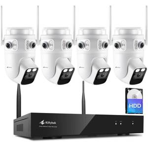 lot 1878 image: Kittyhok Home Security Camera System Wireless, 2K Triple Lens Cameras