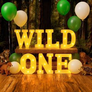 lot 1881 image: Honoson 7 Pcs Wild One Birthday Party Decorations Wild One Neon Light Sign