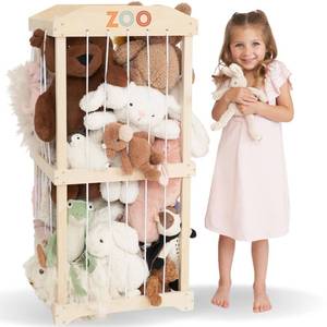 lot 1887 image: Wooden Stuffed Animal Storage for Kids - Large Toy Organizer & Holder
