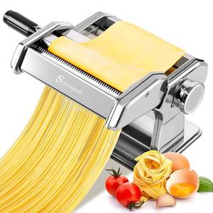 lot 1888 image: Sailnovo 3-in-1 Pasta Maker with 9-Setting Pasta Roller & Cutters, Silver