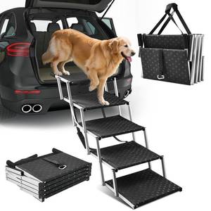 lot 1902 image: Sakerplus Dog Stairs for Large Dogs, 17.7 Wide Dog Ramps for Car 5 Steps