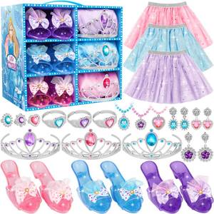 lot 1907 image: LJZJ Princess Dress Up Toys & Jewelry Boutique, Costumes Set incl Color Skirts, Shoes, Crowns, Accessories, Girls Role Play Gift for 3 4 5 6 Year Old Girl Toddler ��B-Day Party Favors