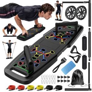 lot 1926 image: MQRW Push Up Board,Home Gym,Portable Exercise Equipment,Pilates Bar and 20 Fitness Accessories with Resistance Bands and Ab Roller Wheel,Full Body Workout at Home