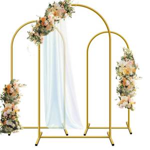 lot 1927 image: Hemmotop Metal Arch Backdrop Stand, Gold, Set of 3, 6FT, 5FT, 4FT