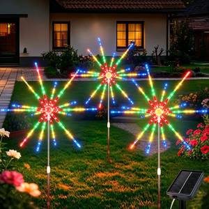 lot 1928 image: CCILAND 3 Pack Solar Firework Garden Lights Outdoor Waterproof