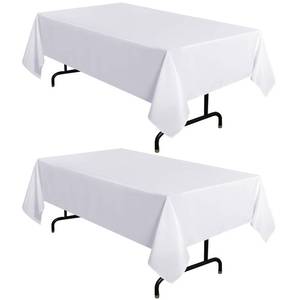 lot 2221 image: sancua 2 Pack White Table Cloth 60x102 Inch for 6 Feet Rectangle Tables