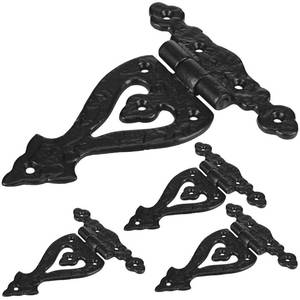lot 2236 image: Otoolling 4 Pack Antique Cast Iron Vintage Heavy Duty T Hinges 5.3 Black Powder Coated Wrought Iron Flush Mount Hinge with Hardware for Barn Door Cabinet Wardrobe Shed Window Wooden Box Chest