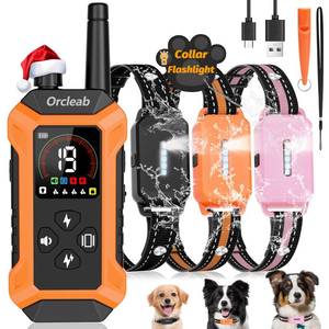 lot 2239 image: Orcleab Shock Collar with Remote Control for Dogs, 3 Pack (5��150Lbs), 4400FT, IP67 Waterproof Collar 5 Training Modes with Light, Shock Collars for 3 Dogs E-Collars for Small Medium Large Dogs