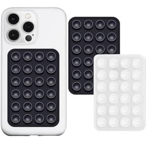 lot 2245 image: Anteel 2 Pack Silicone Suction Phone Case Adhesive Mount, Strong Grip Holder for Selfies and Videos, Hands-Free Sticky Phone Grip for iPhone and Android, 2.17 x 3.15 (Black&Translucent)