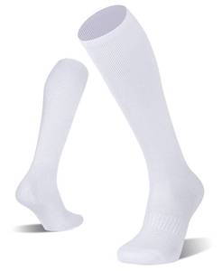 lot 2276 image: FITRELL 2 Pack Baseball Soccer Softball Socks for Youth Men & Women Over-the-Calf Football Knee High Socks Sports Tube, White, Medium