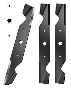 lot 2296 image: Chway 532187256 54 Inch Lawn Mower Mulching Blades, 5 Point Star, 3 Pack