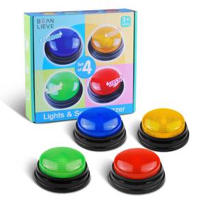 lot 2314 image: BEAN LIEVE 4-Pack Game Buzzers - Family feud Buzzer with Lights and Sounds, Answer Buzzers for Classroom, Quizzes Party, Buzzer for Game Show for Kids, Adults and Teacher Supplies