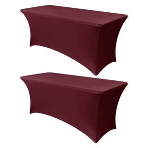 lot 2331 image: Obstal 6ft Stretch Spandex Table Cover, 2 Pack, Wine Red