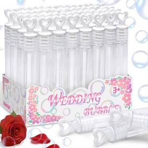 lot 2333 image: 32 Pcs Wedding Bubble Wands Bulk, White Heart Top Mini Party Favors Decor