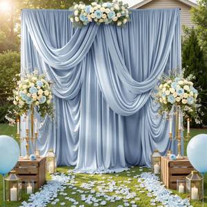 lot 3692 image: 50ftx12ft Dusty Blue Backdrop Curtains for Parties, Wrinkle Free Polyester Photo Backdrop Drapes 10 Panels 12 ft Long Back Drop Cloth Drapery for Wedding Birthday Photography Background Party