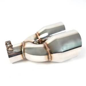lot 3707 image: KHK 2.5 Dual Exhaust Tip - 2.5 Inlet 4 Outlet 10 Overall Length
