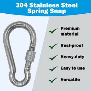 lot 4158 image: Outmate 304 Stainless Steel Carabiners-12pcs 2 inch Heavy Duty, Durable & Rust-Free Clips for Gym, Swing, Dog Leashes, Hammocks, Keychains, and More(M5-2Inch 12-Pack) ONLY TWO