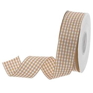 lot 4190 image: DMiotech 1 Inch 25 Yards Gingham Ribbon, Checkered Ribbon Plaid Ribbon for Gift Wrapping Decoration Art Craft DIY, Light Yellow and White