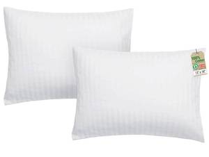lot 4197 image: ZPECC Toddler Pillow with Pillowcase 2 Pack - 13x18 Organic Cotton Hypoallergenic Kids Pillow, Baby Essentials for Travel Crib Daycare Stroller (Intended for Age 2 and up) White Stripe