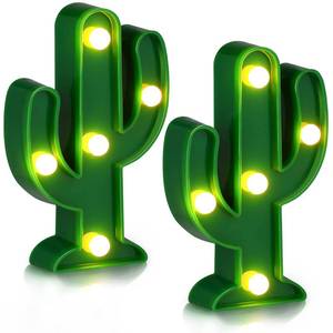 lot 4206 image: Riakrum 2 Pcs LED Cactus Light LED Night Light, 4.7 x 2.76 Inch