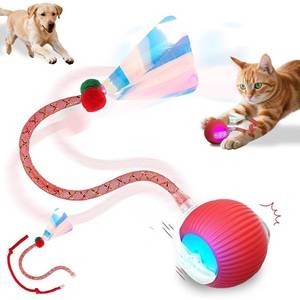 lot 4209 image: FurryJoy Interactive Cat Toys Smart Ball for Cats and Dogs, 360° Automatic Rolling Chase, 2 Rapid-Action Tails, Designed for Indoor pet Exercise, Boredom Relief, and Fun Chase Play.(Red)