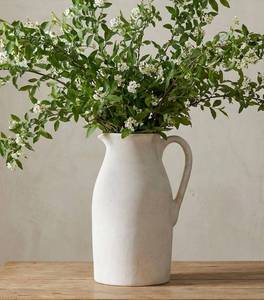 lot 5489 image: Ceramic Flower Vase with Handles,11 Neutral Tall Clay Beige Terracotta Vases Farmhouse Table Vases with Handle Living Room Decor Rustic Pottery Pots for Home Shelf Coffee Dining Desk Fireplace