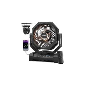 lot 5497 image: Camping Fan Rechargeable, 24000mAh Battery Powered Fan with LED Light, Hook