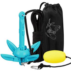 lot 5500 image: MorningRo Folding Grapnel Anchor Kit, Kayak 40ft Rope, Blue, 1.5 lb