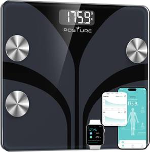 lot 5527 image: Posture Scale for Body Weight, Digital Bathroom Smart Scale, 13 Body Composition Analyzer Sync Weight Scale BMI Health Monitor Sync Apps 400lbs - Black