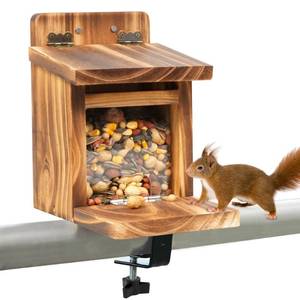 lot 5545 image: MIXXIDEA Deck Squirrel Feeder Box, Sturdy Squirrel Feeding House with Thickness 1.5CM Wood, No Assembly Required, for Backyard Outside Garden (1 PCS)