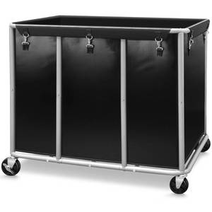 lot 5562 image: STORAGE MANIAC Commercial Laundry Cart with Wheels, 420L Black