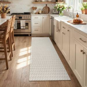 lot 5571 image: Collive Hallway Runner Rug 2x6 Kitchen Runner Rugs Non Slip Rubber Backed Tan Cotton Carpet Washable Farmhouse Rug Runners for Hallways Boho Floor Runners for Bedroom Entryway Laundry