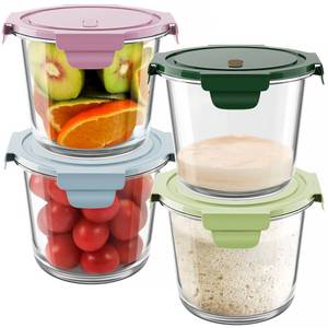 lot 5574 image: 3Cup23oz Glass Meal Prep Containers with Vented Lids Food Storage, 4 PACK