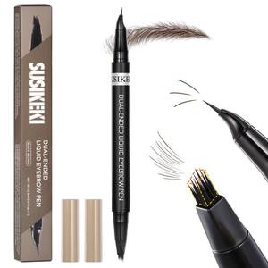lot 6001 image: Dual-Ended Microblading Eyebrow Pencil for Women, 2 in 1 Liquid Eyebrow Pencil with Curved Tip and 4D Brow-Fection Microblading Pen (03 Dark Brown)
