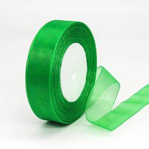 lot 6005 image: MUWOOB 1 inch Green Organza Ribbon, 50 Yards Sheer Chiffon Ribbons for Gift Wrapping, Bouquet, Garland, Bowknot, Hair, Crafts, Balloons, Party Decoration